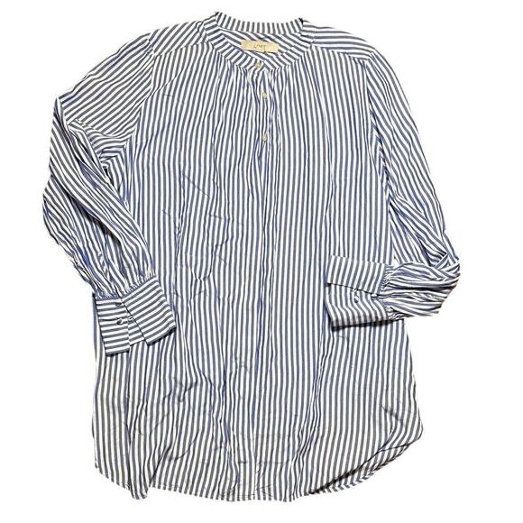 Loft Blue Striped Viscose Tunic Blouse – Size L Preppy Coastal Style - Picture 5 of 5